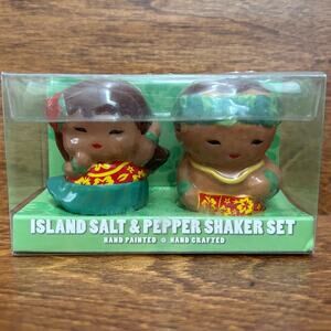 Island Salt & Pepper Shaker Set Hula Dancers Hawaiian Luau New in Box